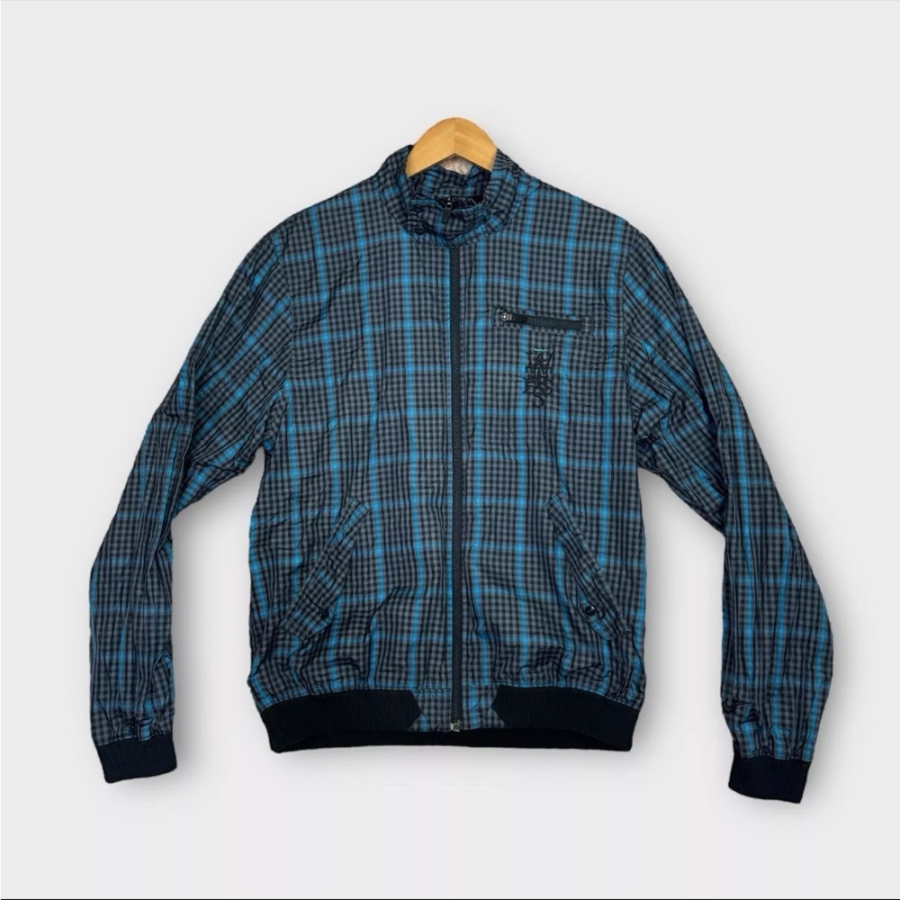 Nike Lebron James Witness Jacket Men's Size Medium Plaid Black Blue Windbreaker